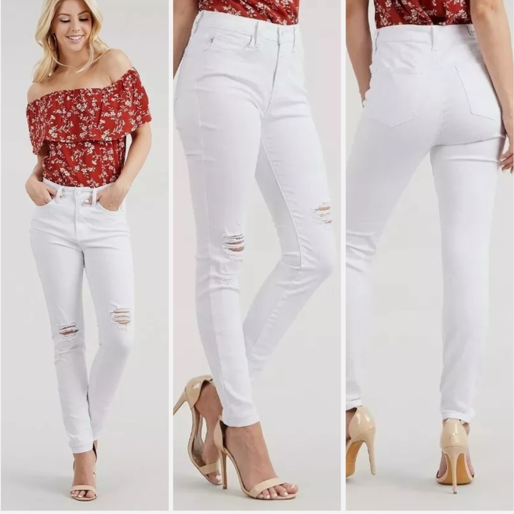 Judy Blue White Skinny Distressed Jeans